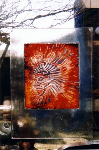 Amonite, 60x45 cm, glas, koper